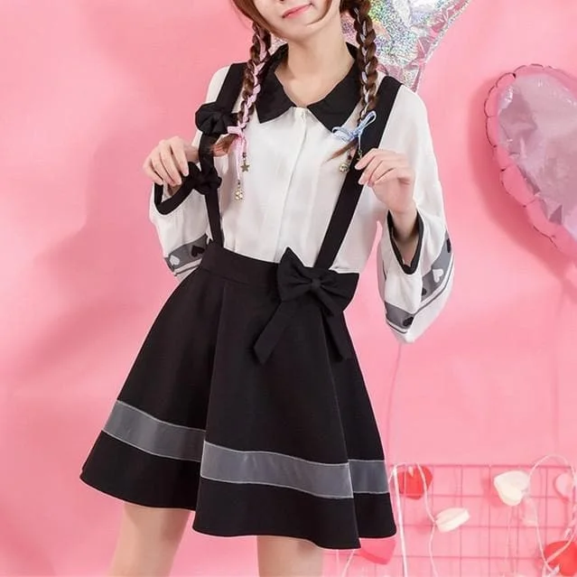 Black Bow Suspender Skirt SP1811976