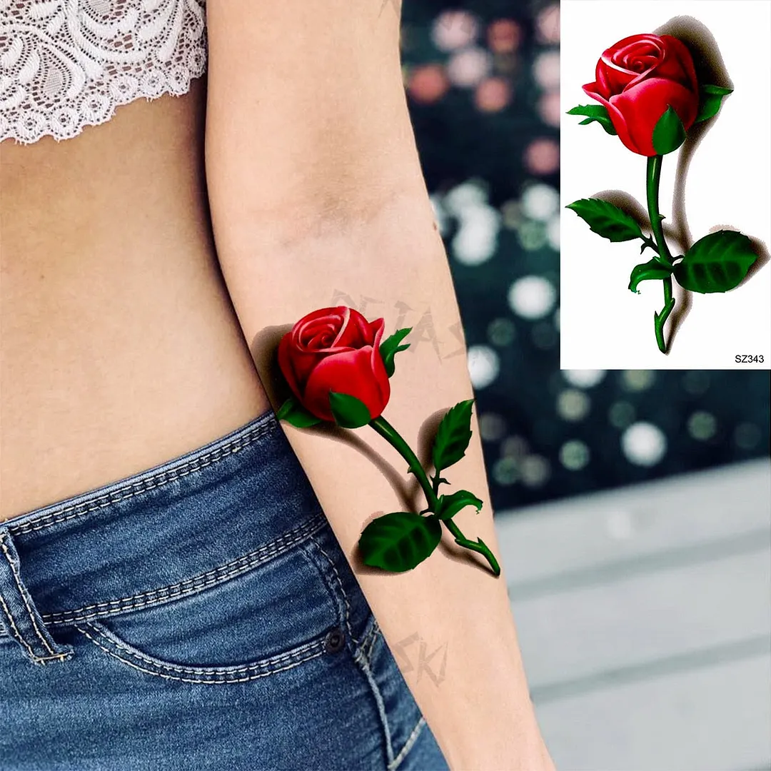 Colored Rose Fashion Feet Temporary Tattoos For Women Adult Hummingbird Sunflower Fake Tattoo Body Art Washable Tatoos Sticker
