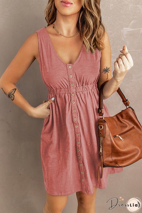 Meridress Sleeveless Button Down Swing Dress in 4 Colors
