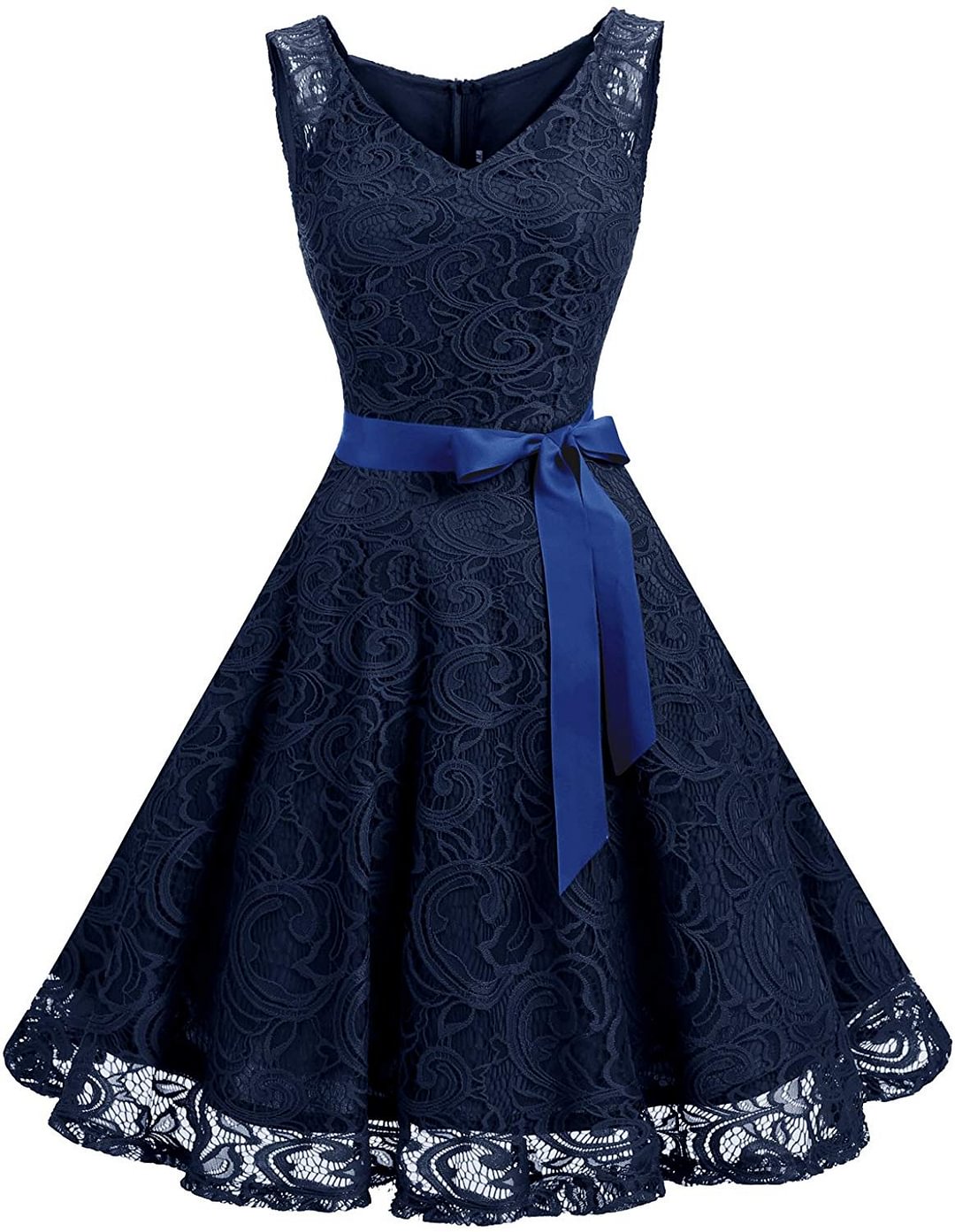 Floral Lace Bridesmaid Party Dress Short Prom Dress V Neck for women