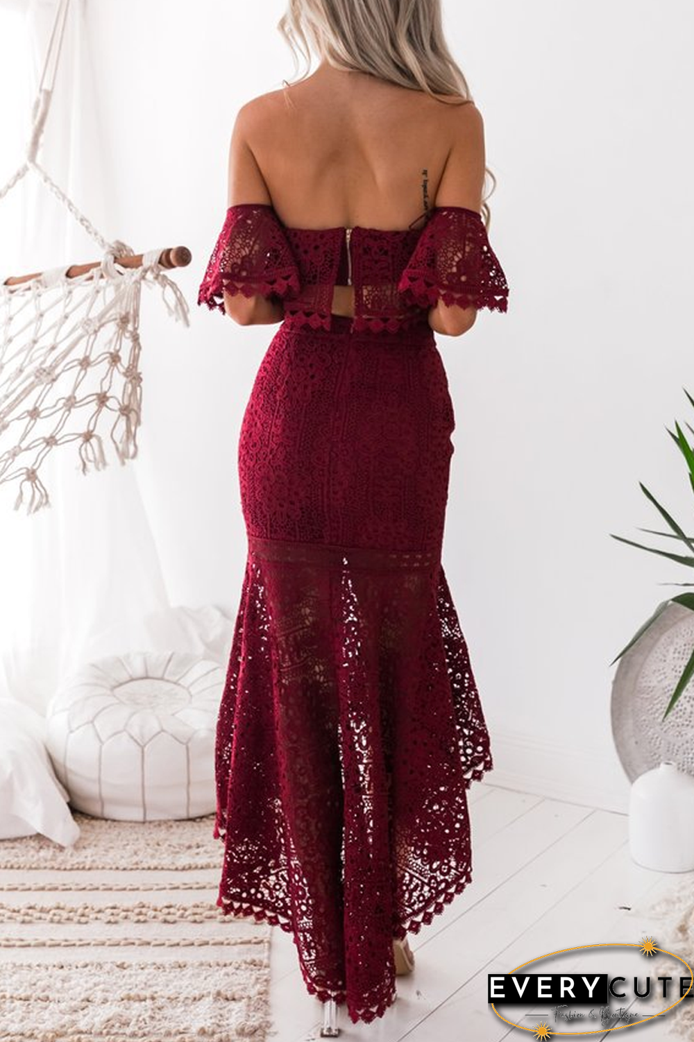 KarliDress Off The Shoulder Two Piece Lace Dress P12677