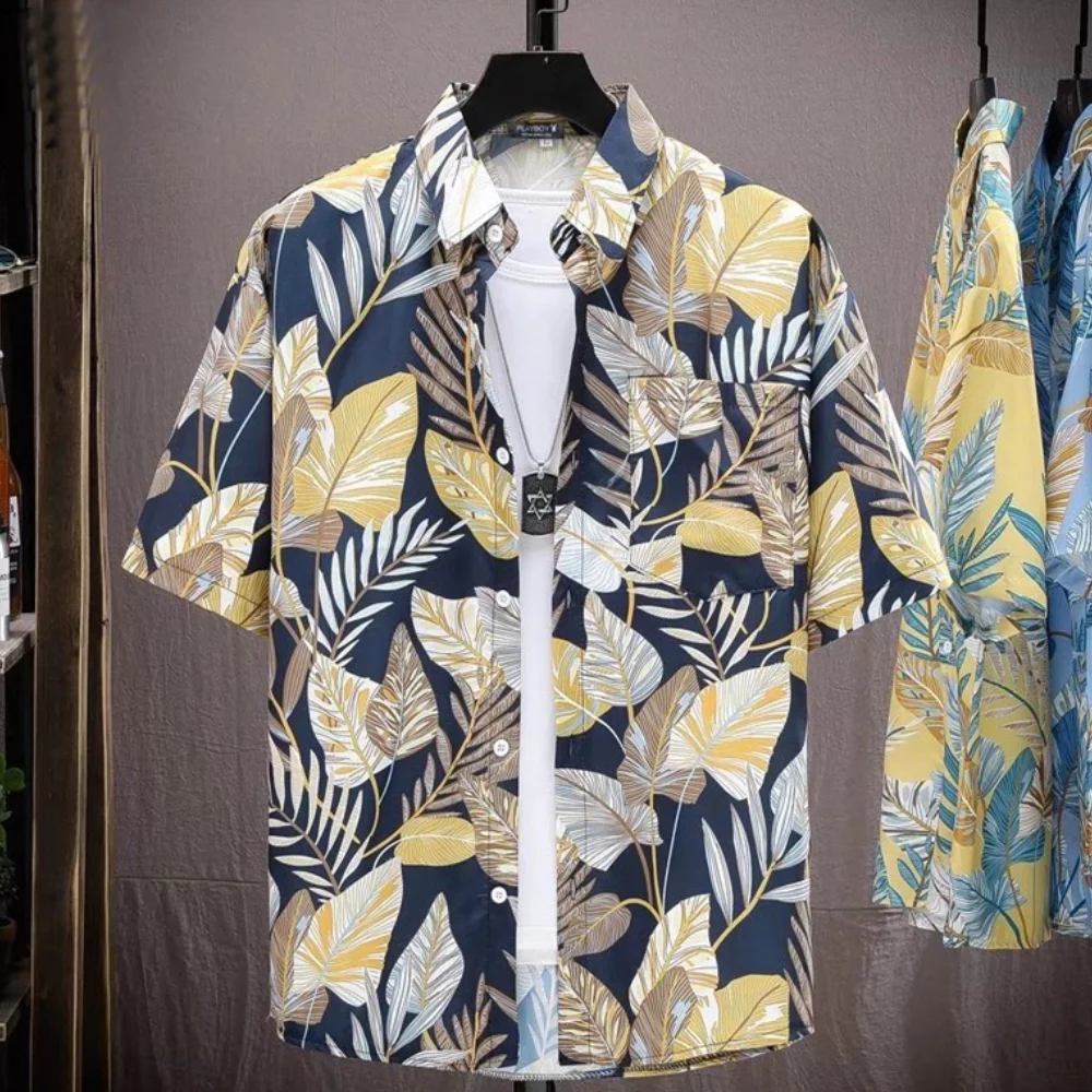 Smiledeer Summer new men's loose all-match Hawaiian shirt