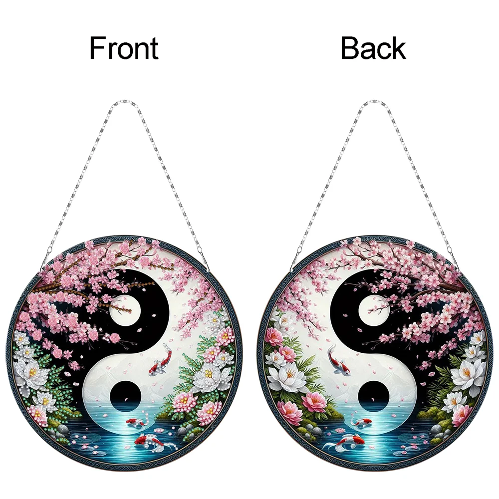 Fish Yin Yang 2D Flat DIY Diamond Painting Set Diamond Art Pendant Home Decor