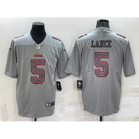 Men's San Francisco 49ers #5 Trey Lance Grey Atmosphere Fashion Stitched Jersey
