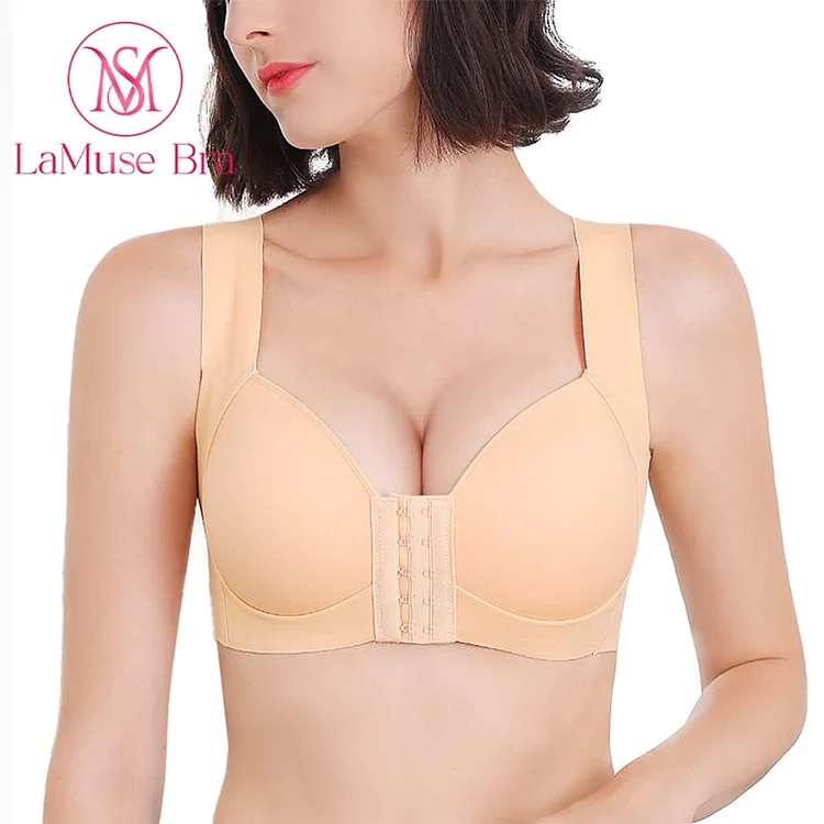 Seamless Front Closure Wire-Free 5d Shaping Push Up Comfort Bra
