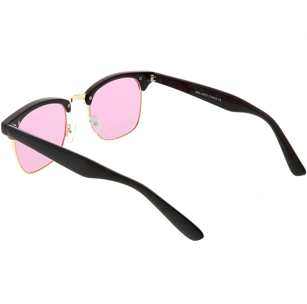 Modern Horn Rimmed glasses Semi Rimless Color Tinted Square Lens 49mm
