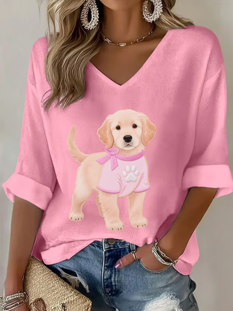 Women's Casual Breast Cancer Awareness Animal T-shirt elevenforest