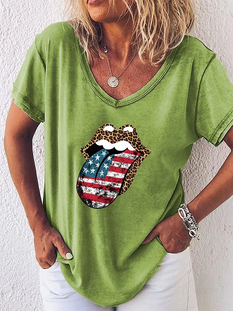 American Independence Day V Neck T-shirt-02137