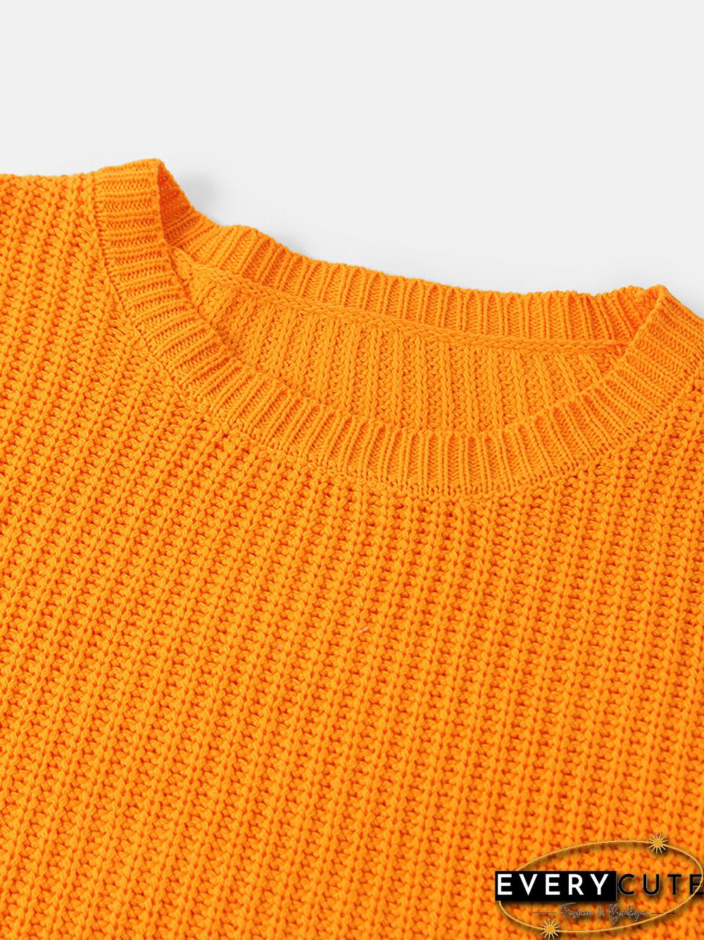 Solid Color O-neck Flare Sleeves Casual Sweater