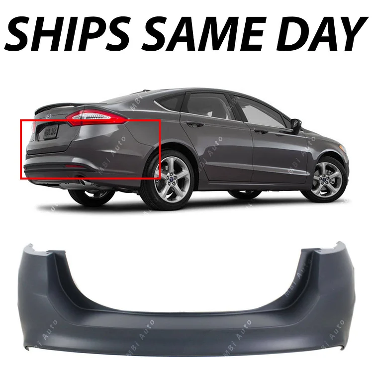 Silscvtt Primered Rear Bumper Cover Replacement for Fusion 2013-2018 w/o Park Assist Sensor Holes DS7Z17K835AAPTM 615343853802 FO1100693