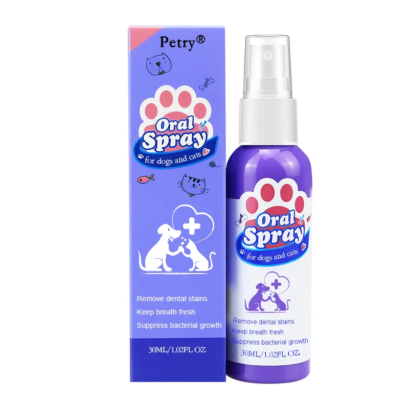 Petry&reg; Teeth Cleaning Spray for Dogs & Cats, Eliminate Bad Breath, Targets Tartar & Plaque, Without Brushing