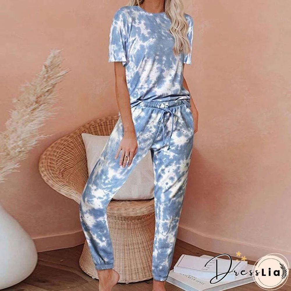 Tie Dye Set Lounge Wear 2 Piece Tie Dye Set Tracksuit Lounge Set Pants and Top Matching Two Piece Sets for Women XXL