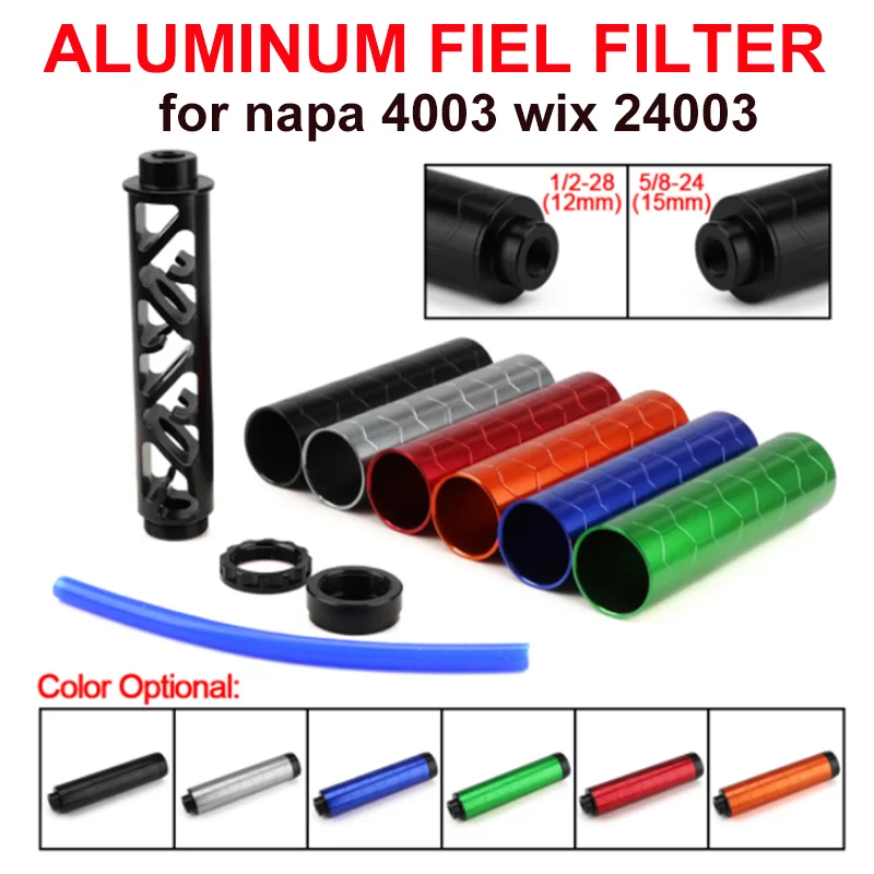 6 color Aluminum 1/2-28 or 5/8-24 Fuel Filter housing Solvent Trap FOR NAPA 4003 WIX 24003