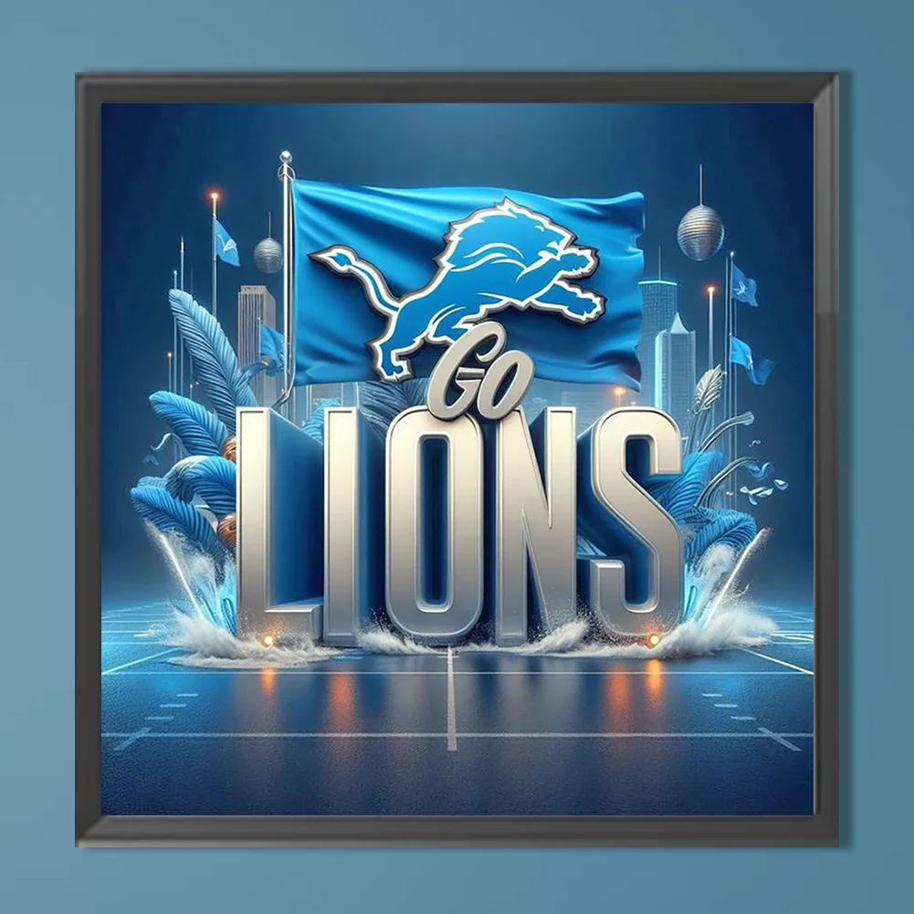 Diamond Painting - Full Round Drill - Detroit Lions(Canvas|40*40cm)