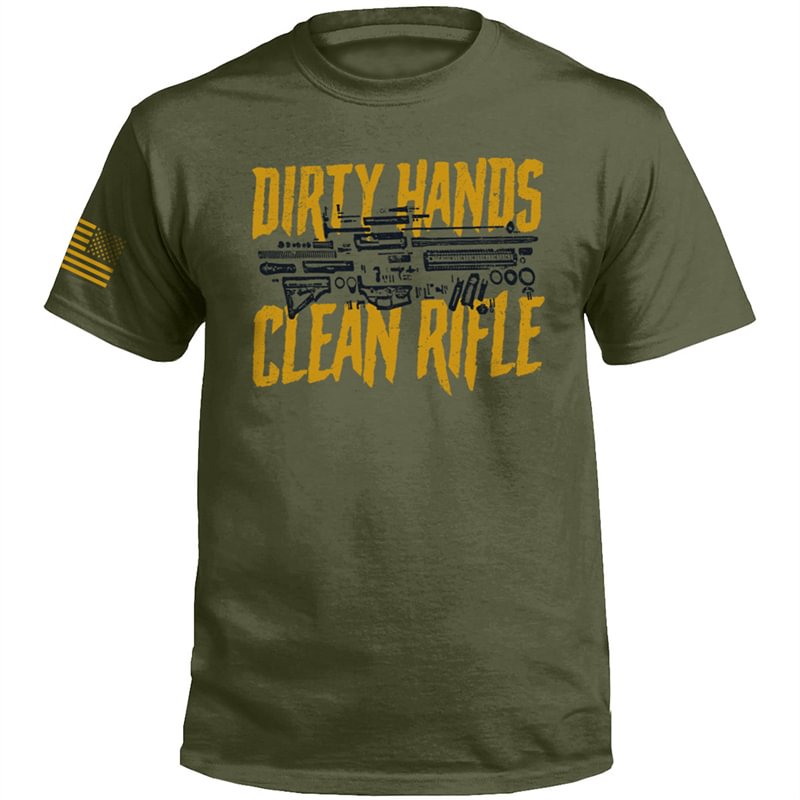 Men‘s Casual “Dirty Hands Clean Rifle”  Printed Short Sleeve T-Shirt
