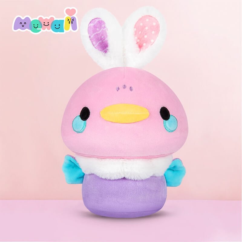 Mewaii Famille Champignon Canard Violet Animal en Peluche Kawaii Oreiller en peluche Jouet à écraser