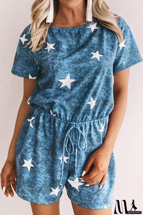 MidiSono - Star Print Drawstring Romper
