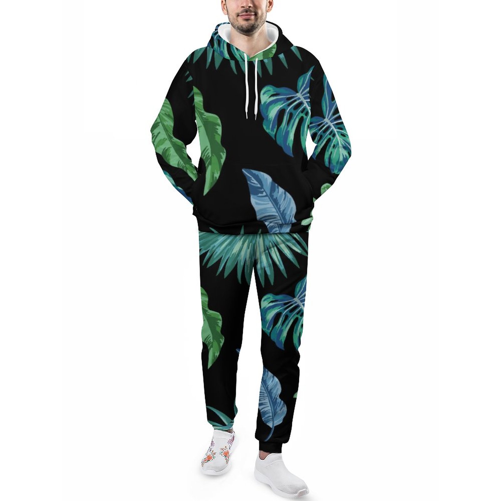 Monstera Philodendron House Plant Men's Sweatsuits Set Casual Athletic Pullover And Sweatpants Suit Outfit