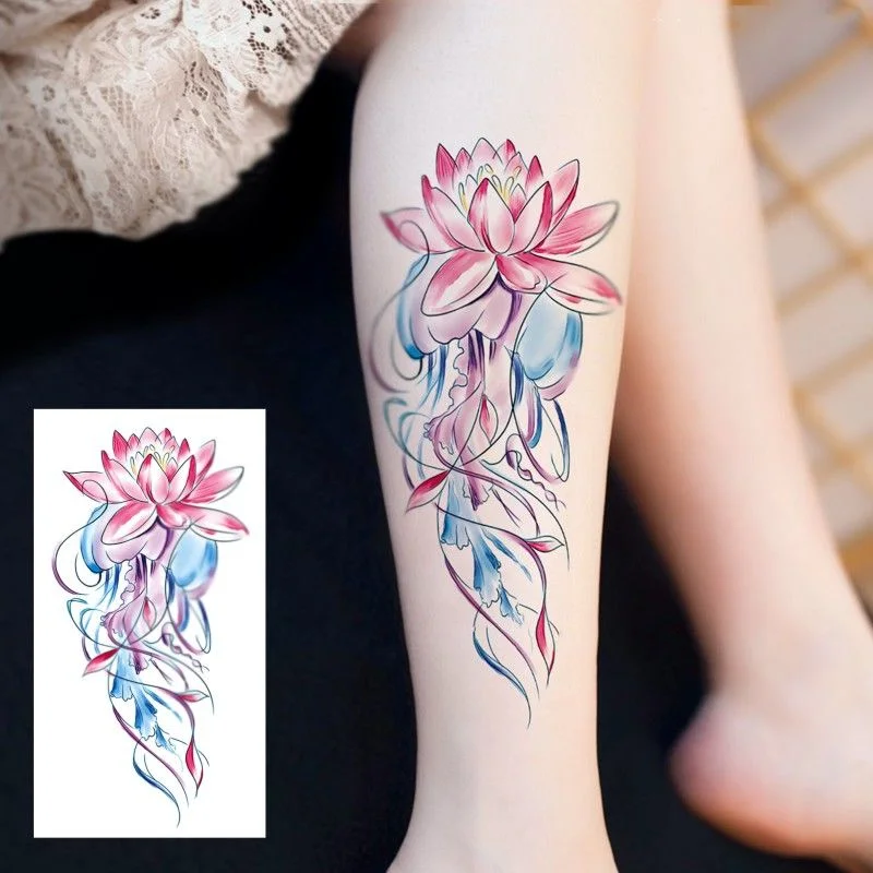Sdrawing 4/5/9/10/18 PIeces Long Lasting Blue Flower Jewelry Tattoo Sticker Sexy Belly Block Scar Stretch Marks Waterproof Tattoo Sticker