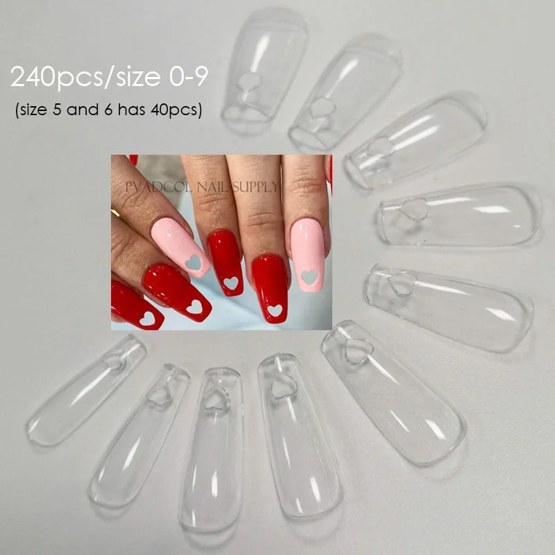 Gel Nails Extension System Full Cover Sculpted Clear Stiletto Coffin False Nail Tips 240pcs/bag-Nail Inspo