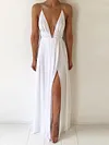 Split-Side Plunging Condole Belt Maxi Dresses