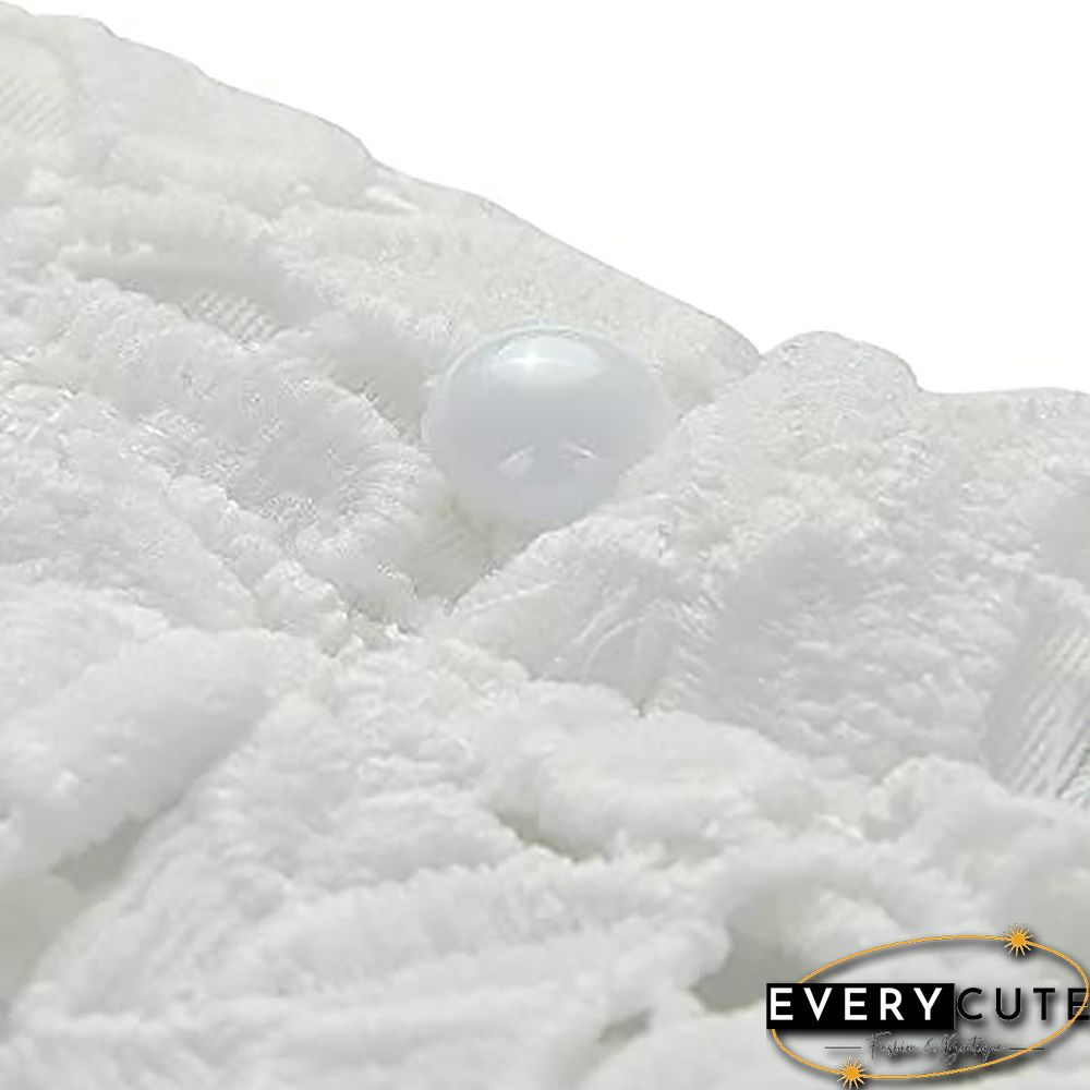 White Lace High Low Long Sleeve Tops