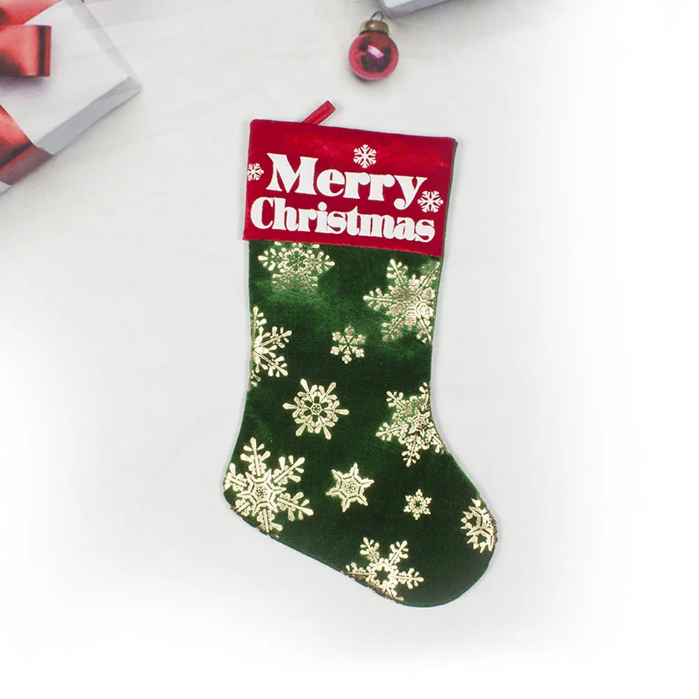 Stage Decoration Christmas Hot Stamping Silver Snowflake Gift Socks