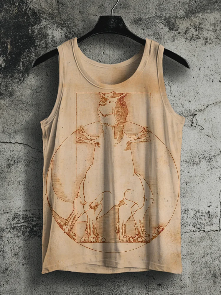 Men's The Golden Ratio Of Tyrannosaurus Rex Art Print Tank Top