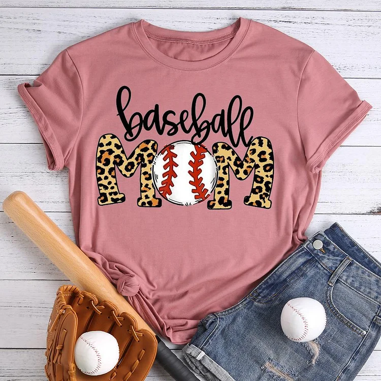 AL™ Leopard Baseball mom T-Shirt Tee -00099-Annaletters