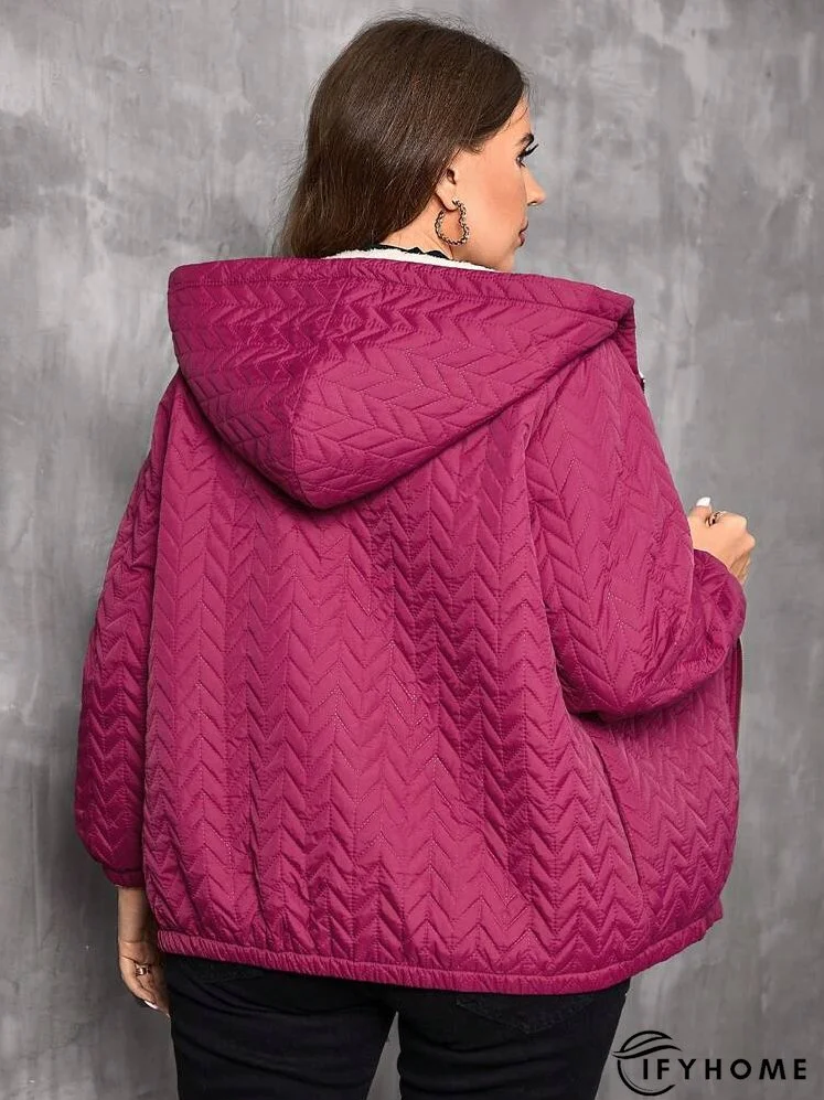 Plus Size Women's Solid Color Long Sleeve Zip Up Hooded Casual  Coat, Winter | IFYHOME