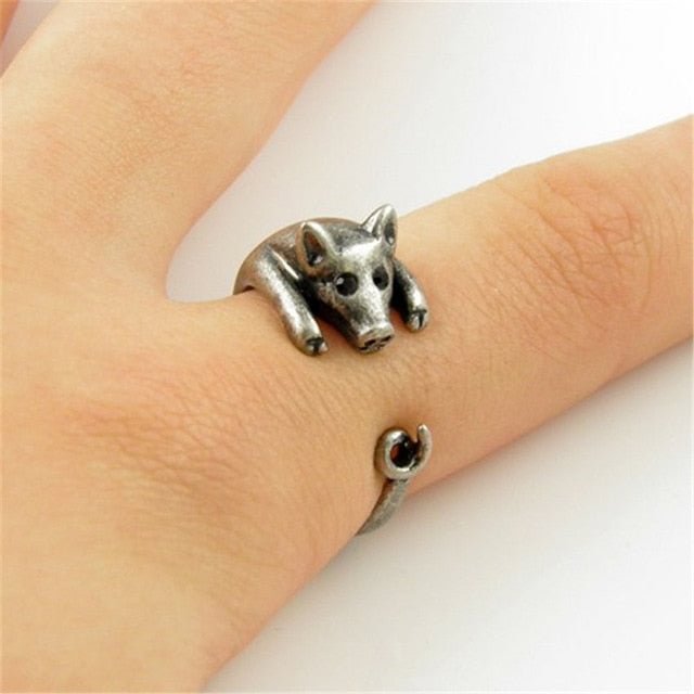 Buzzdaisy Adjustable Pig Mouse Dog Animal Series Rings