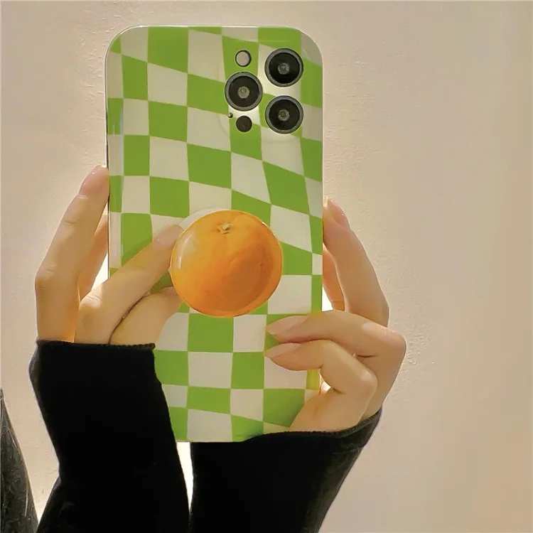 Green Plaid Sweet Orange Stand Phone Case