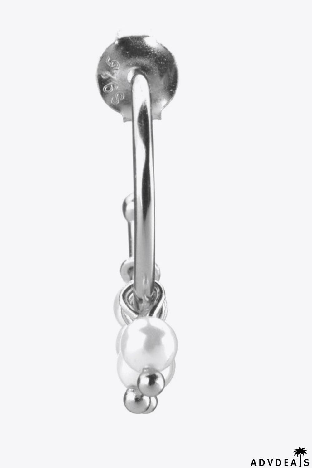 Pearl 925 Sterling Silver C-Hoop Earrings