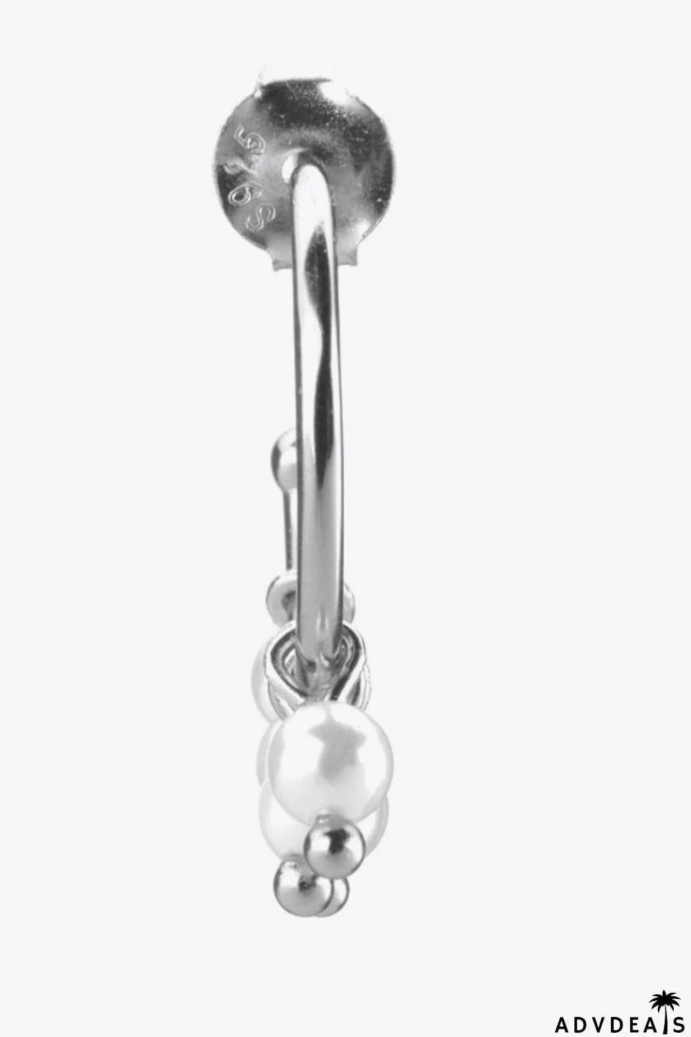 Pearl 925 Sterling Silver C-Hoop Earrings