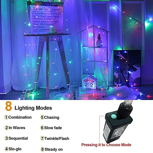 🔥kukelife🔥Christmas-led icicle lights outdoor Christmas decorations lights 400led 8 modes icicle Christmas lights outdoor fairy string lights for party holiday wedding decorations multicolor