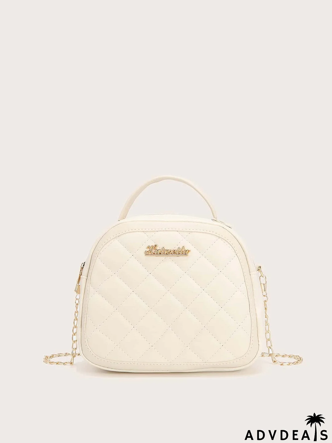 Metal Letter Decor Quilted Dome Bag