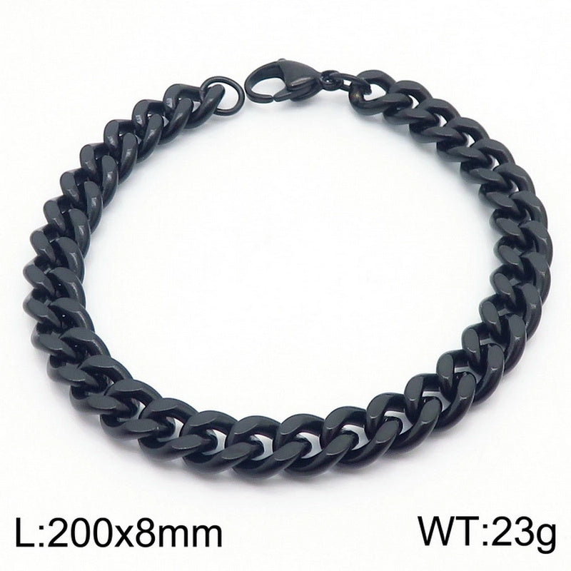 Stainless Steel Personality Fashion Trend Simple Two-Side Grinding Cuban Link Chain Bracelet Accessories