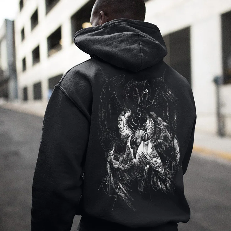 UPRANDY Serpents Attack A Eagle Printed Men's Hoodie -  UPRANDY