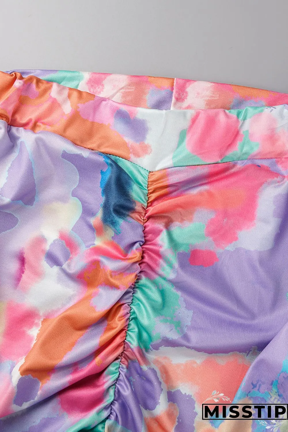 Multicolor Sexy Casual Print Bandage Fold Turtleneck Sleeveless Two Pieces