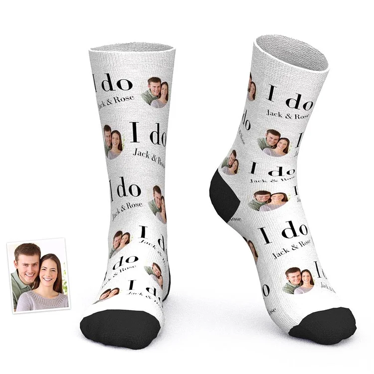 Custom Engraved Photo Socks I Do Me Too Couple Socks Comfort Socks Best Gift for Couple