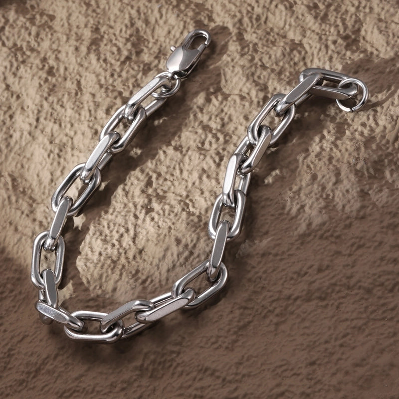 A Hip Hop Style Stainless Steel Cross Chain Thick Chain Bracelet