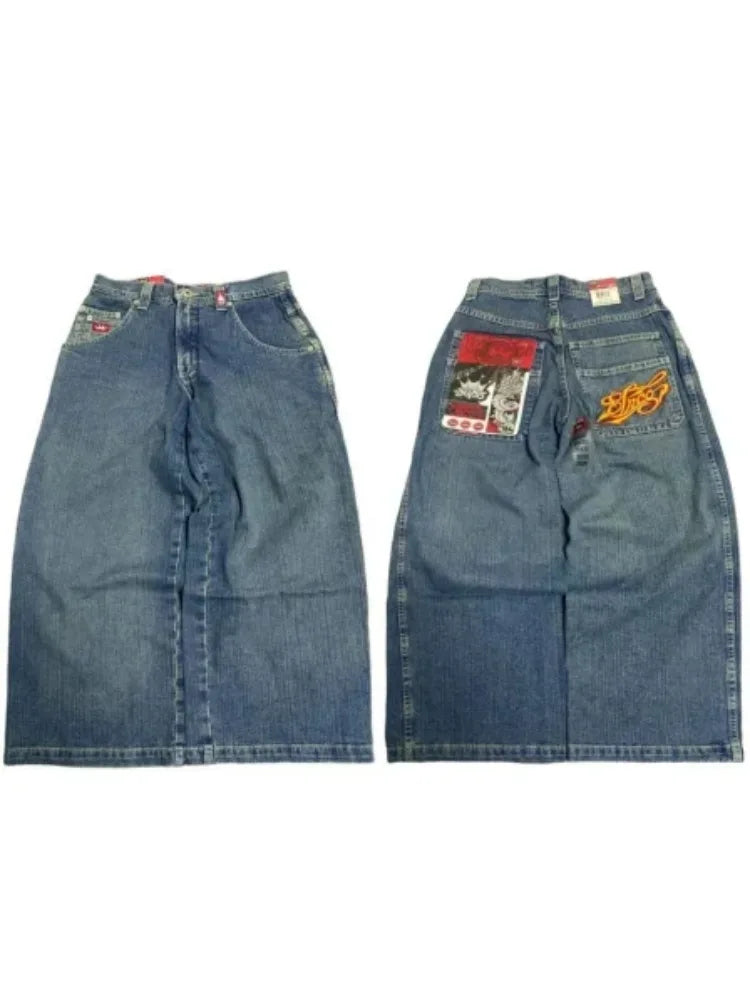 OLCooL Vintage Jeans Y2K New Harajuku Hip Hop Letter Embroidered Baggy Jeans Denim Pants Men Women Goth High Waist Wide Trousers olcool