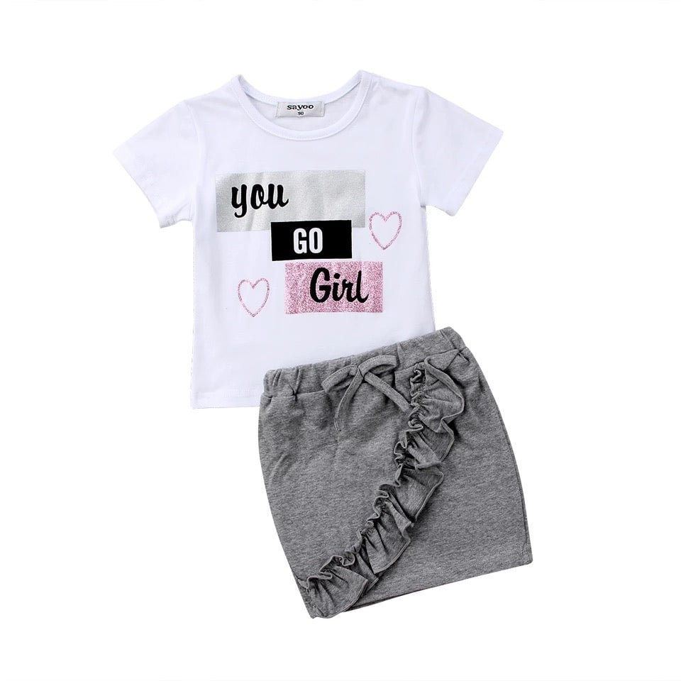 Complete Set Kid Baby You Go Girl Tops Skirt Clothes
