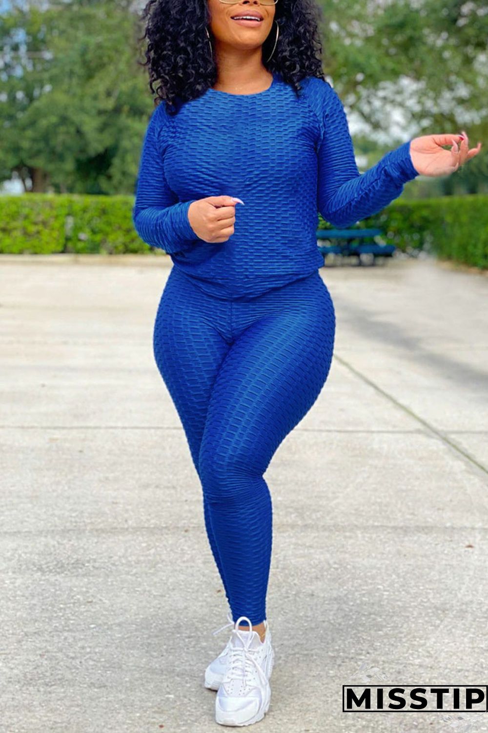 Orange Casual Solid O Neck Long Sleeve Two Pieces