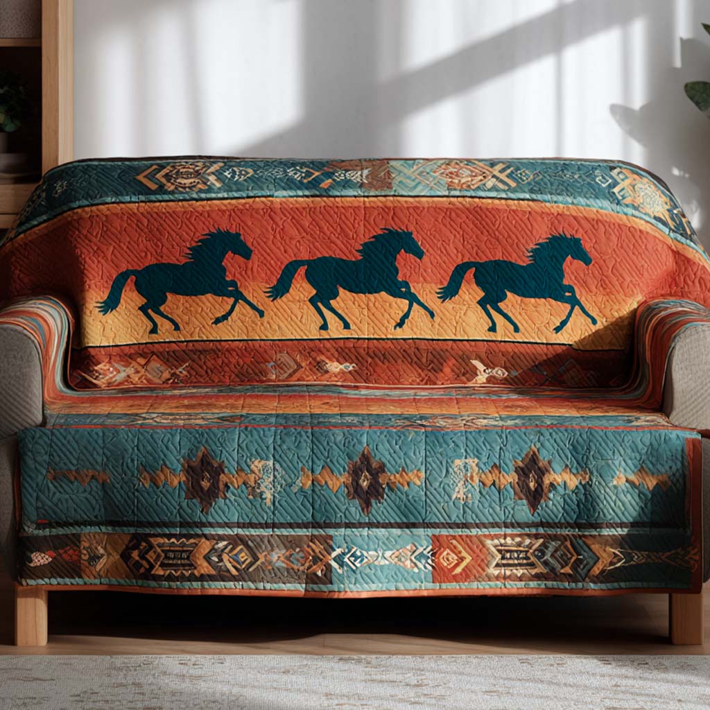 Wild Stallion Valley Quilted Sofa Cover NCU0XD1840 everthome