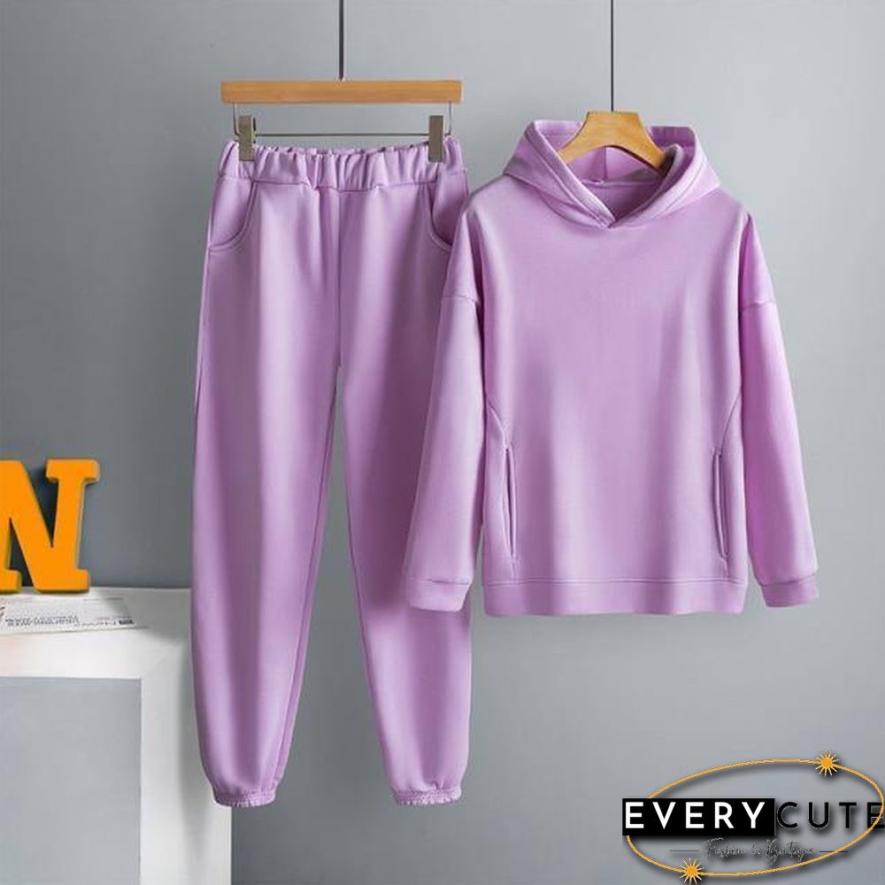 Two Piece Set Casual Fleece Tracksuit Women Winter Women's Sets Oversized Hooded Long Sleeve Hoodie Sport Pants Lady Suit