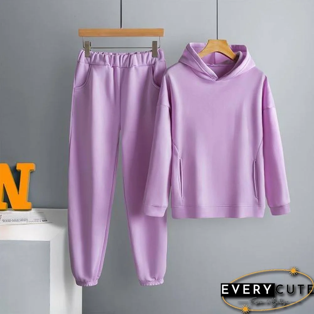 Two Piece Set Casual Fleece Tracksuit Women Winter Women's Sets Oversized Hooded Long Sleeve Hoodie Sport Pants Lady Suit