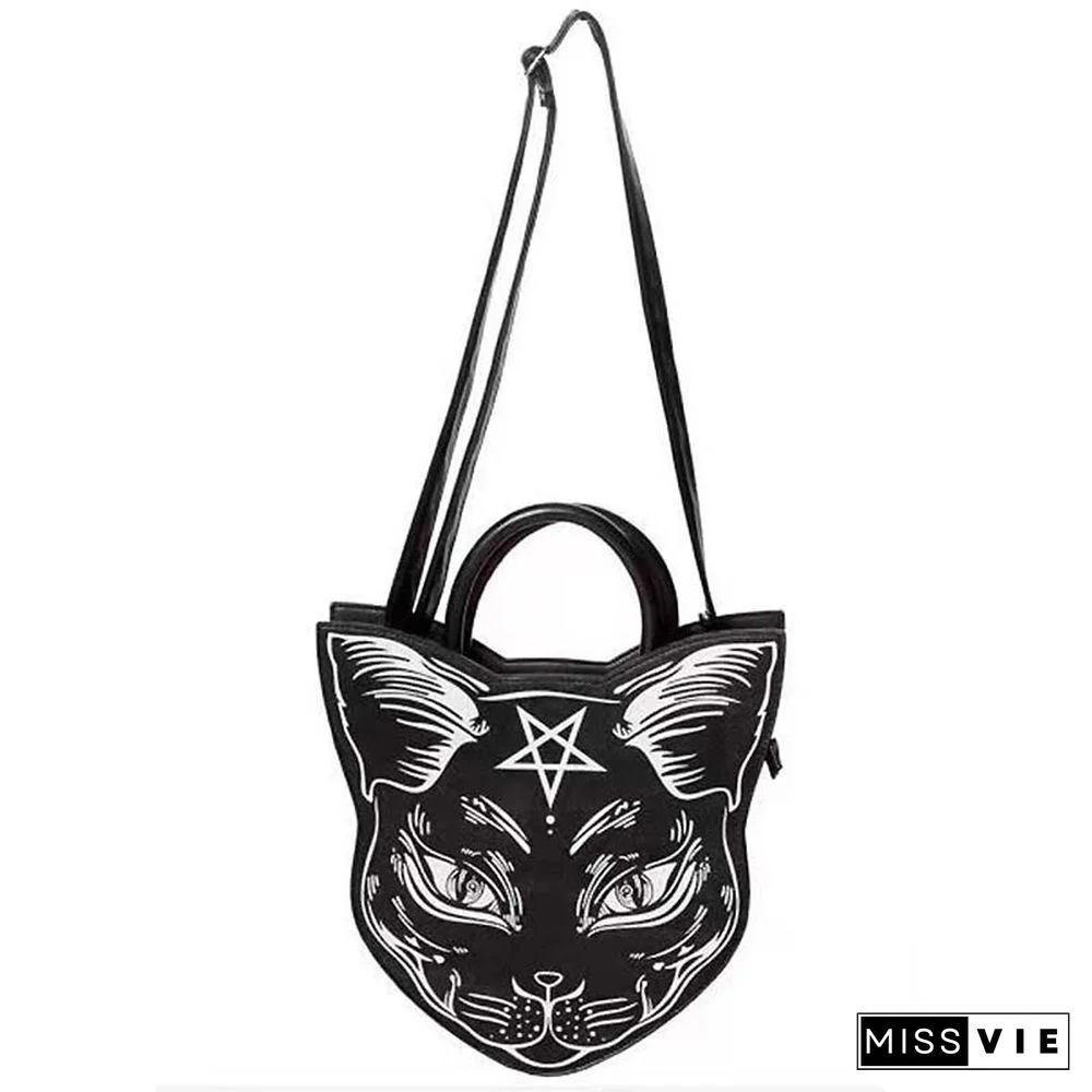 Fashion Punk Cat Print Crossbody Bag