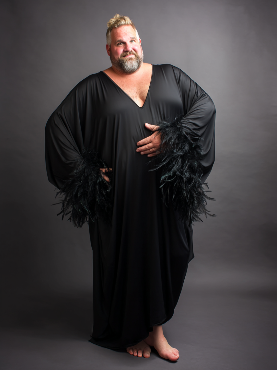 Bedouin V-neck Feather Silk Robe