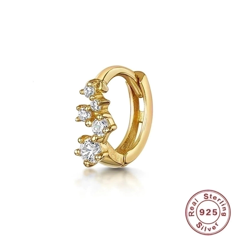 1 Piece 925 Sterling Silver Zircon Round Square Earrings